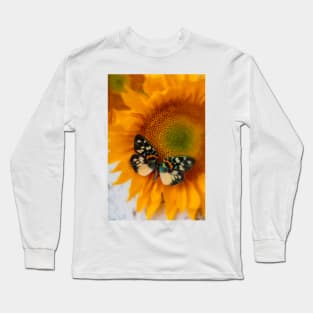 Iridescent Butterfly On Sunflower Long Sleeve T-Shirt